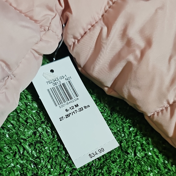 Old Navy Blush Puffer Jacket with Hood Ears 6-12 M - Picture 2 of 9